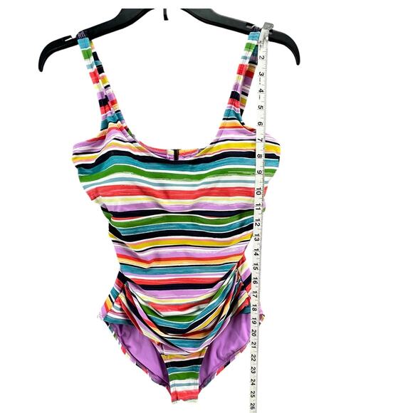 Anne Cole Swimsuit Womens 8 Rainbow Stripe One Piece Adjustable Flattering UPF50 - Picture 8 of 16